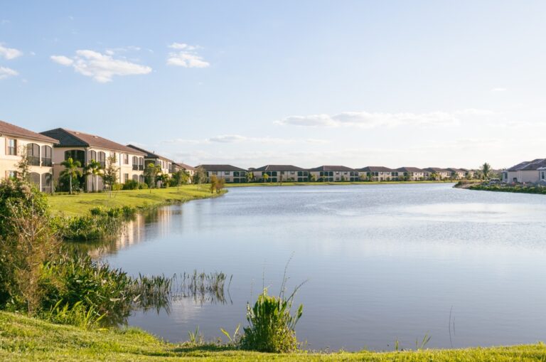 Pond in South Florida surrounded by condos