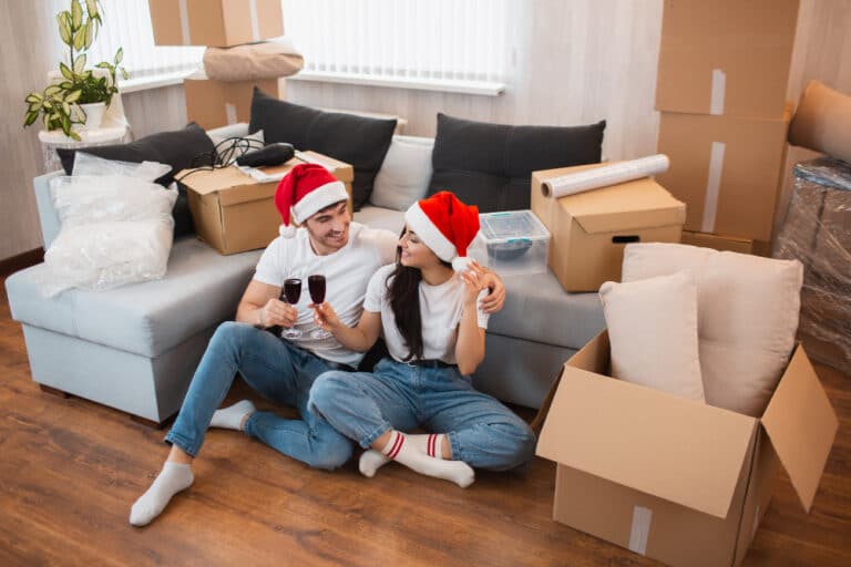couple preparing for move during the holidays